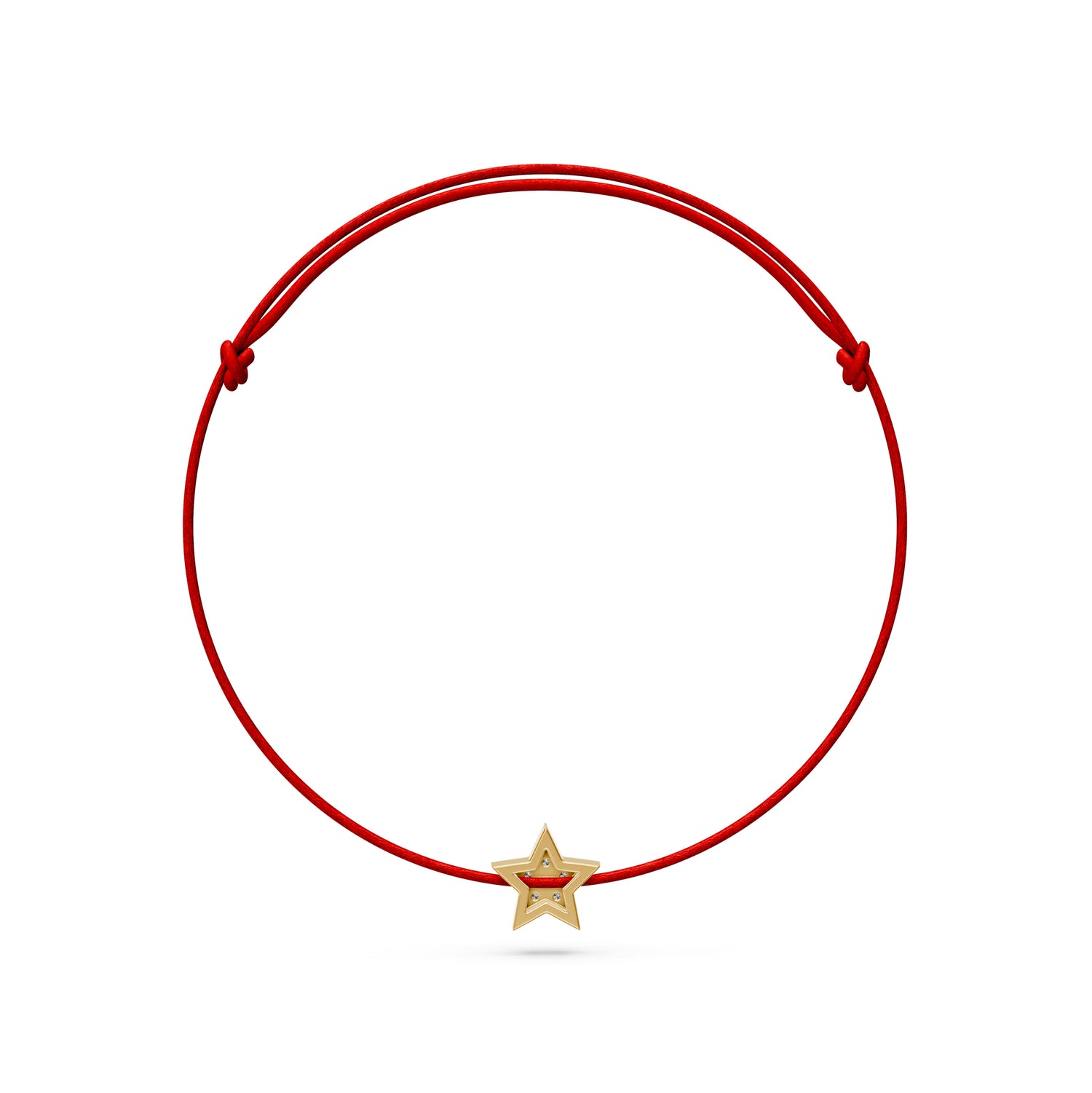 String Bracelet with Diamond in Yellow Gold "Star"