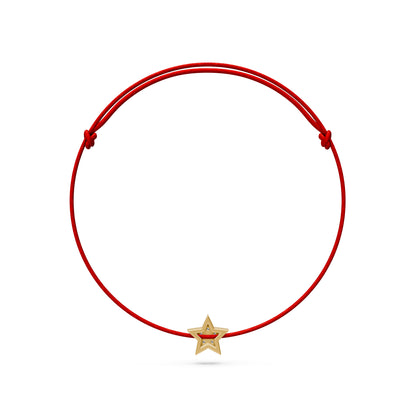 String Bracelet with Diamond in Yellow Gold "Star"