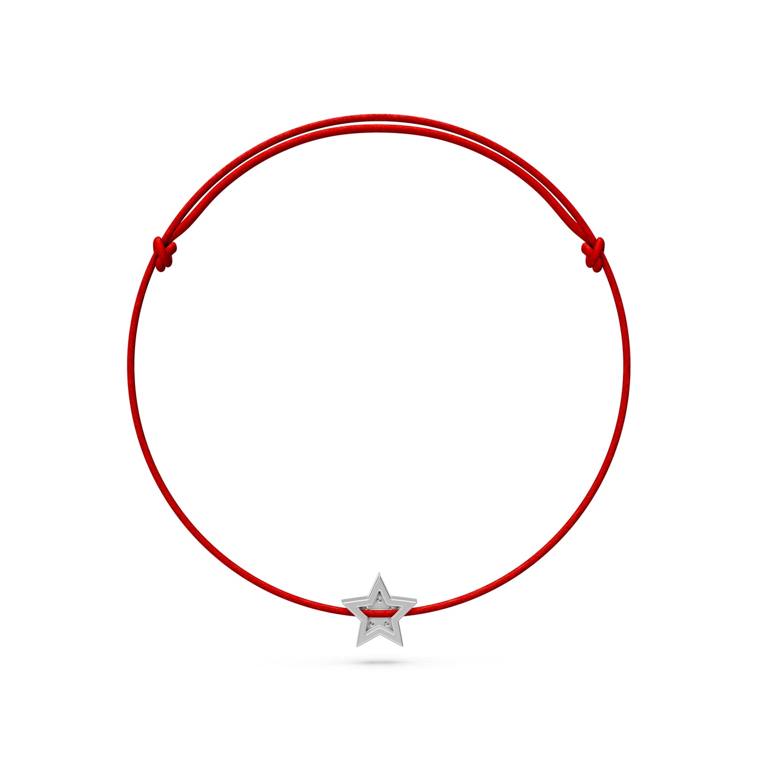 String Bracelet with Diamond in White Gold "Star"