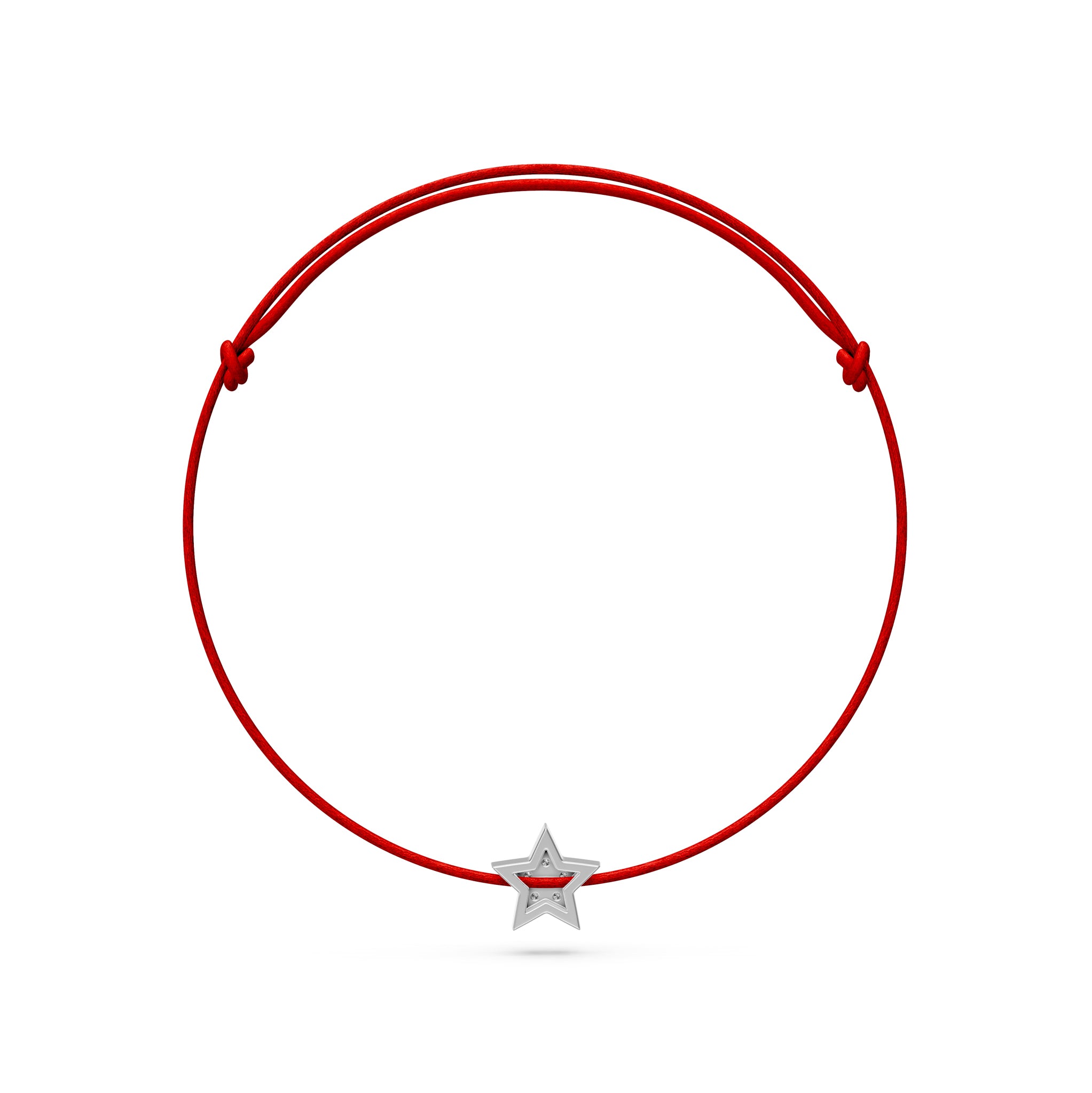 String Bracelet with Diamond in White Gold "Star"