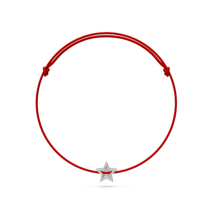 String Bracelet with Diamond in White Gold "Star"