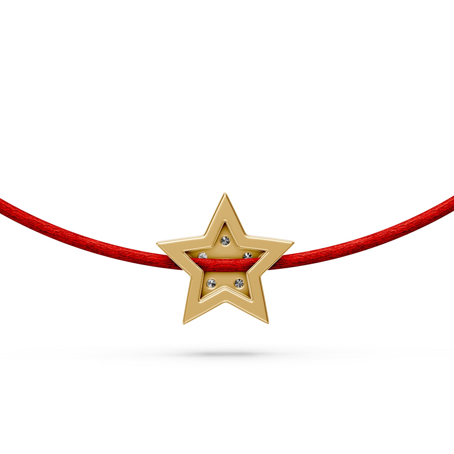 String Bracelet with Diamond in Yellow Gold "Star"