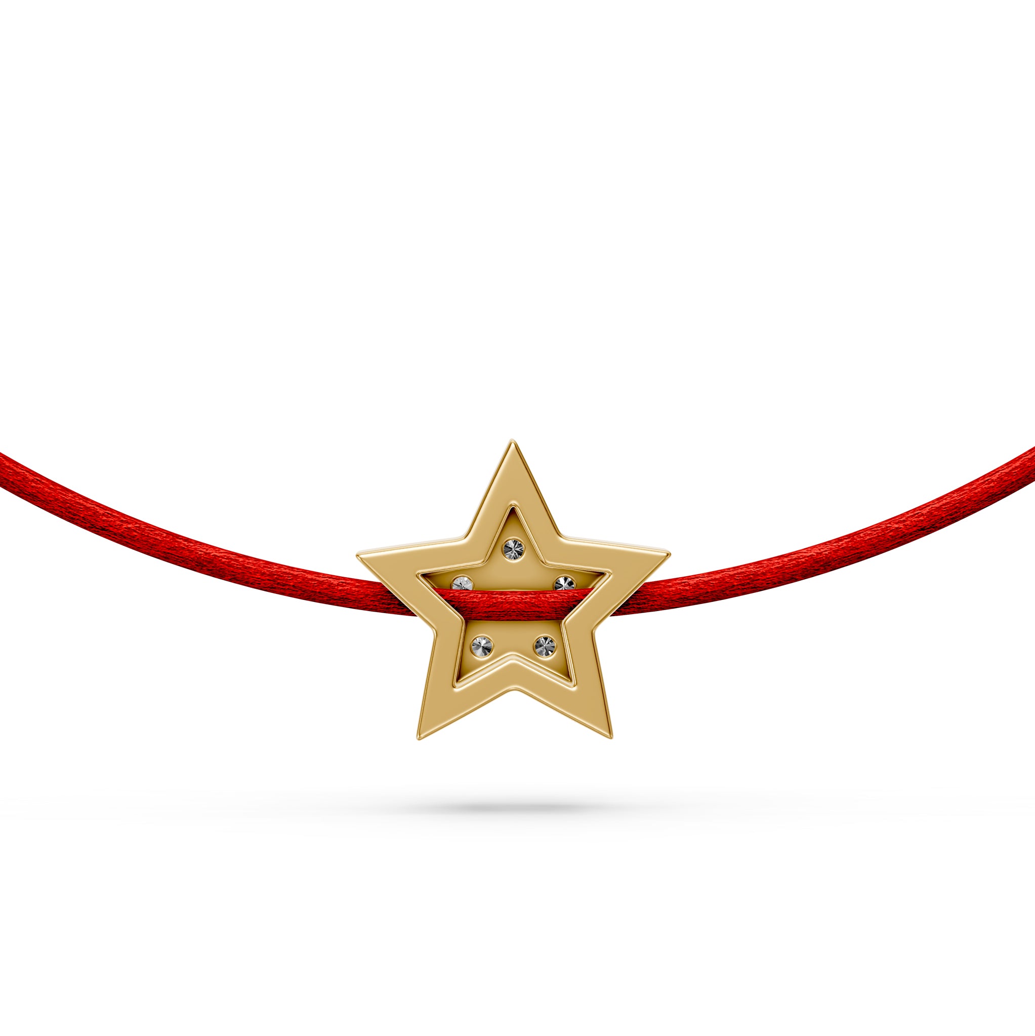 String Bracelet with Diamond in Yellow Gold "Star"
