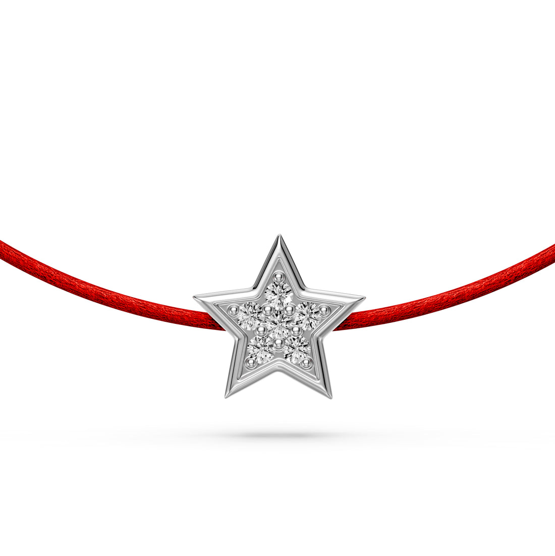 String Bracelet with Diamond in White Gold "Star"