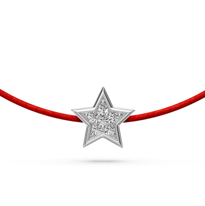 String Bracelet with Diamond in White Gold "Star"