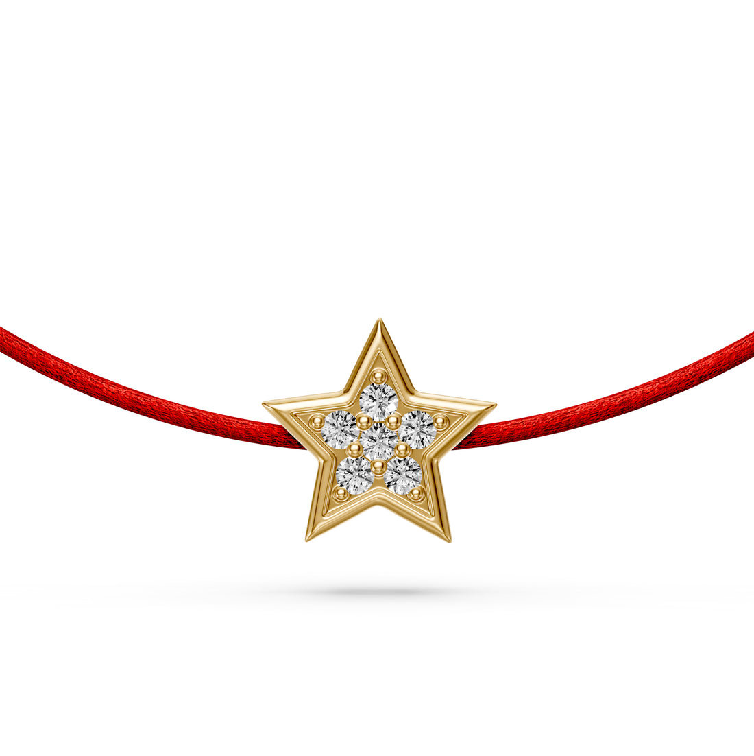 String Bracelet with Diamond in Yellow Gold "Star"