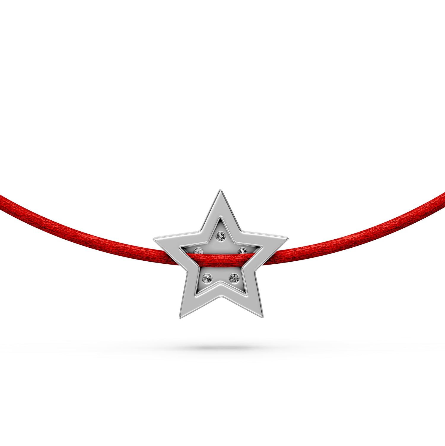 String Bracelet with Diamond in White Gold "Star"