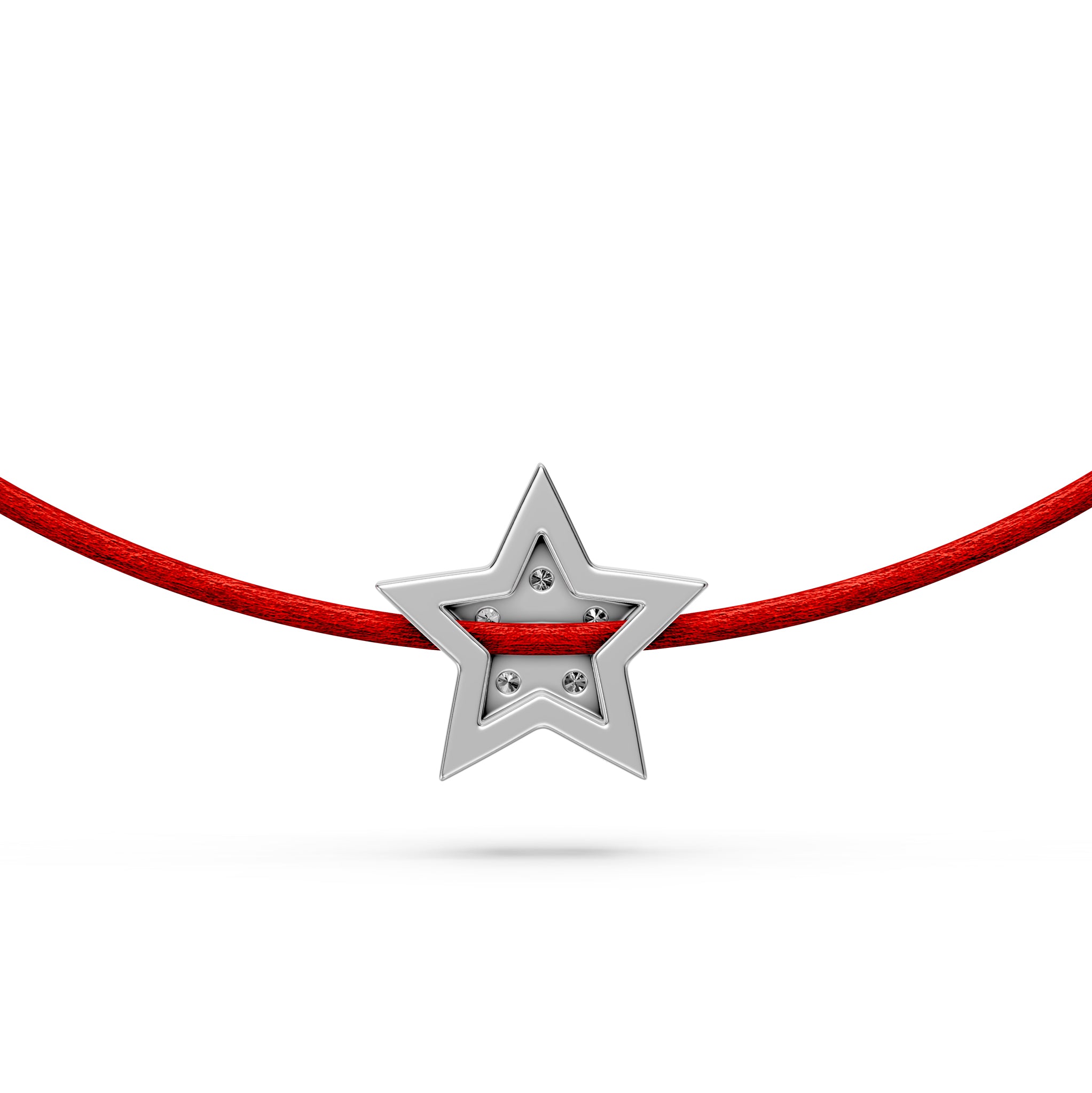 String Bracelet with Diamond in White Gold "Star"