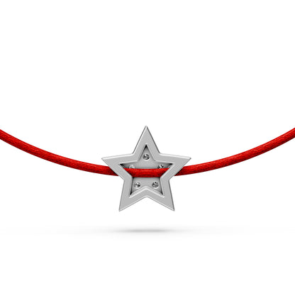 String Bracelet with Diamond in White Gold "Star"