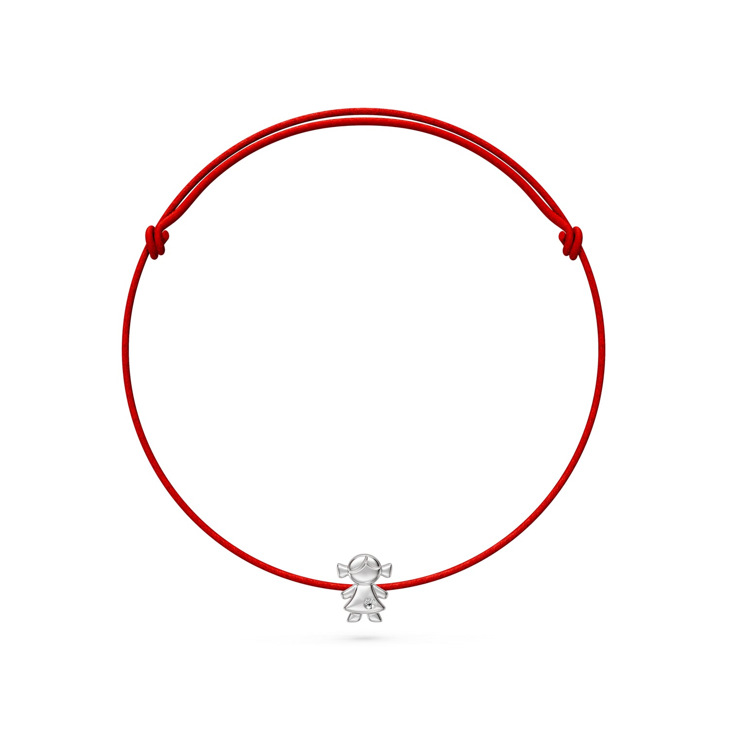String Bracelet with Diamond in White Gold "Girl"