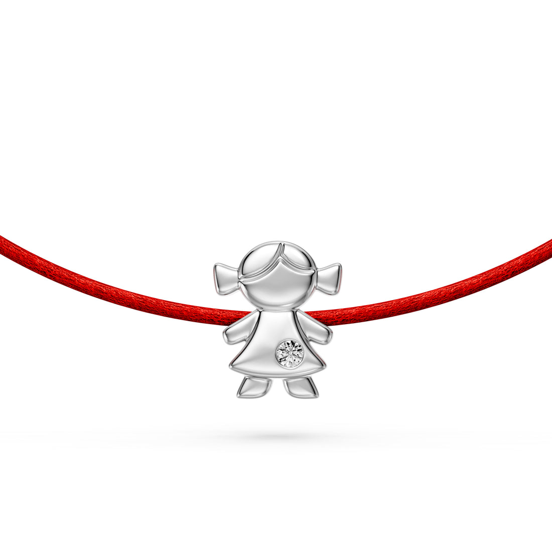 String Bracelet with Diamond in White Gold "Girl"
