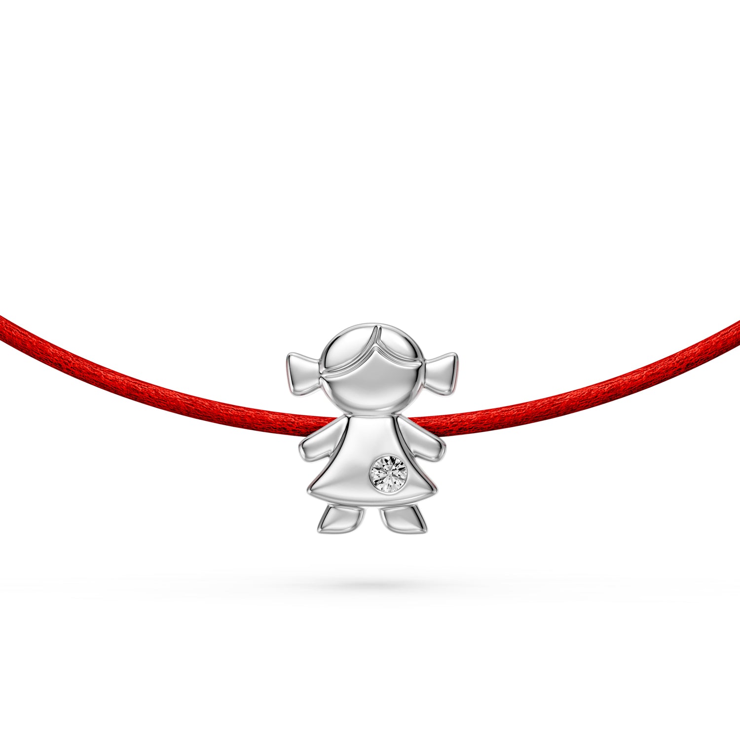 String Bracelet with Diamond in White Gold "Girl"