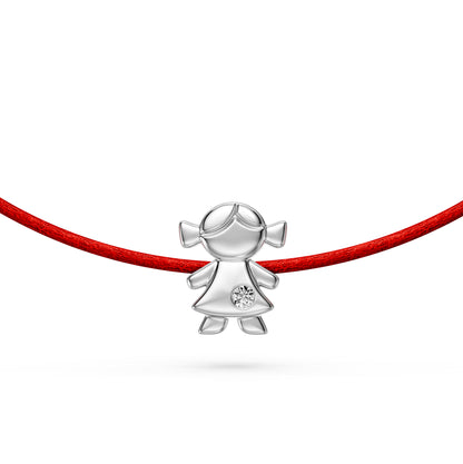String Bracelet with Diamond in White Gold "Girl"