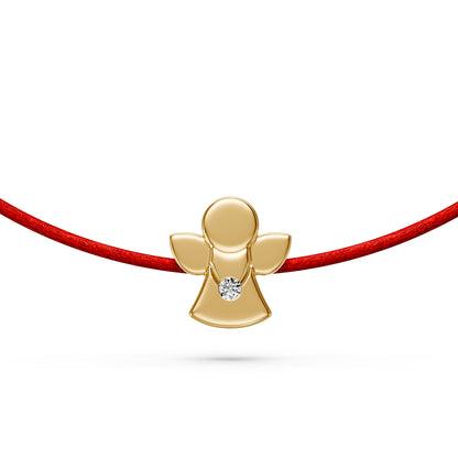 String Bracelet with Diamond in Yellow Gold "Angel"
