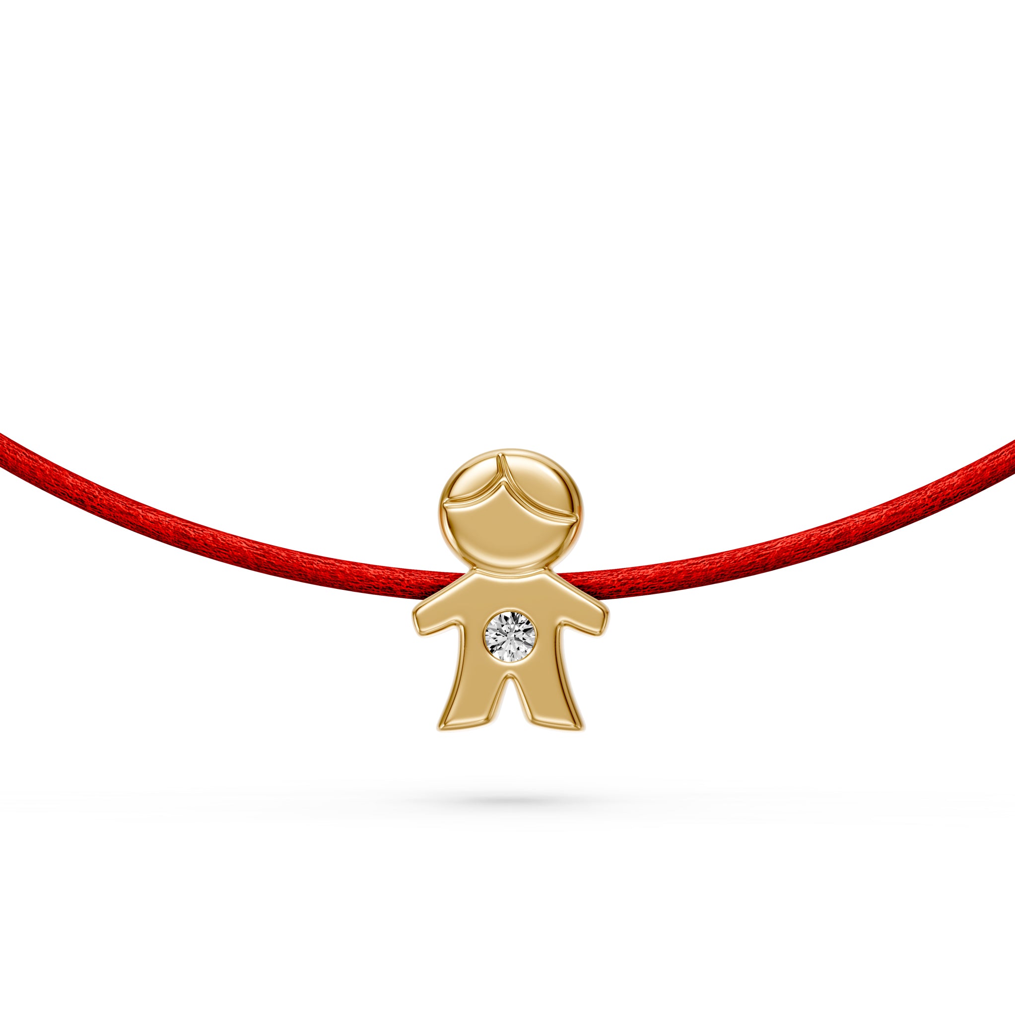 String Bracelet with Diamond in Yellow Gold "Boy"
