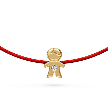 String Bracelet with Diamond in Yellow Gold "Boy"