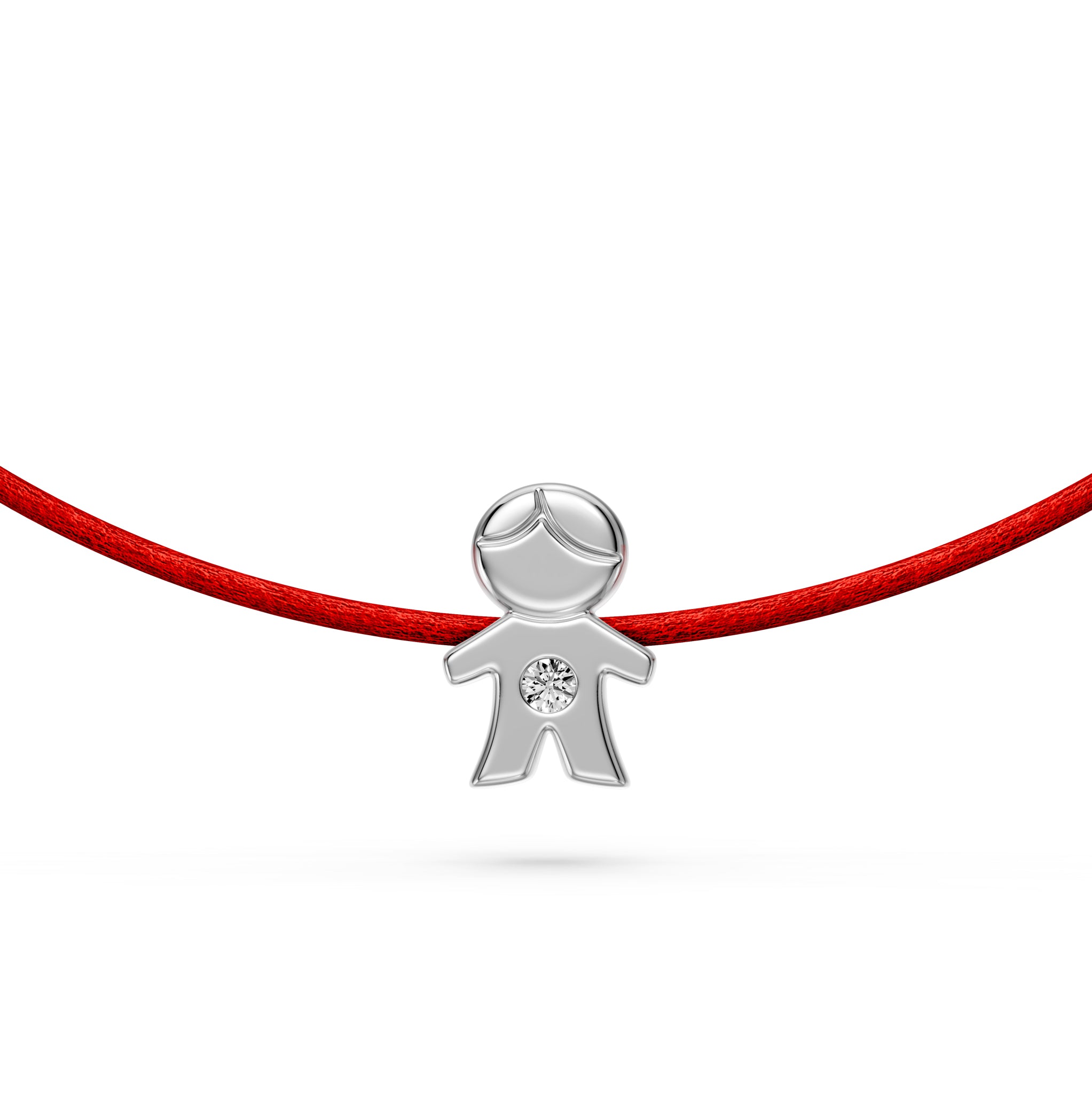 String Bracelet with Diamond in White Gold "Boy"