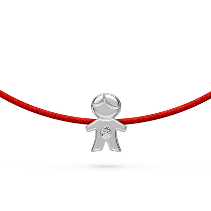 String Bracelet with Diamond in White Gold "Boy"