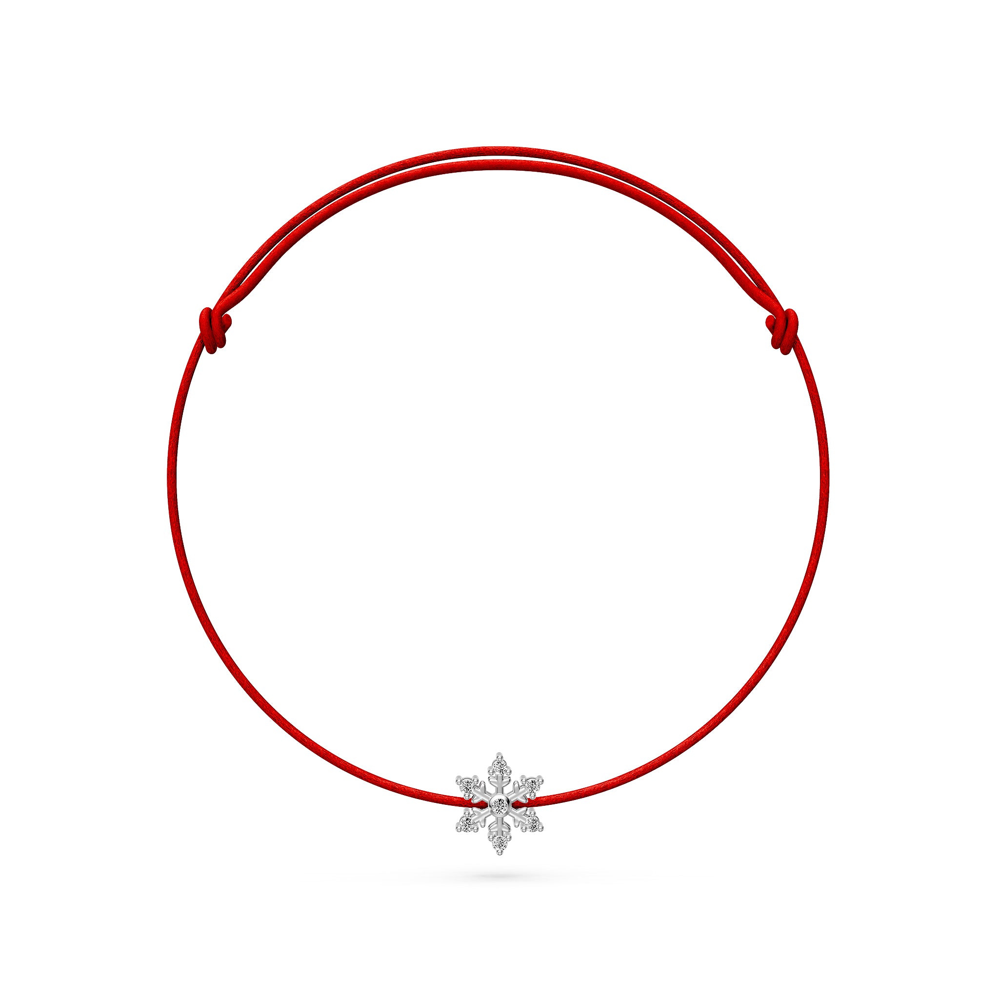 String Bracelet with Diamond in White Gold "Snowflake"