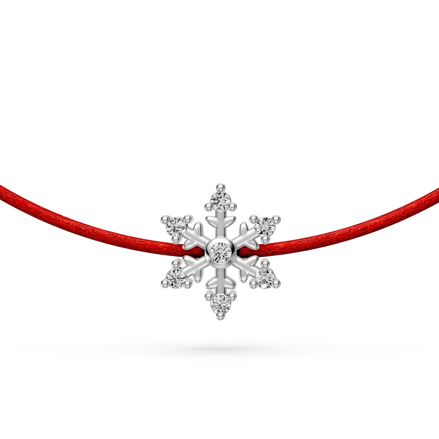 String Bracelet with Diamond in White Gold "Snowflake"