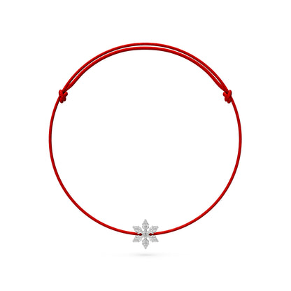 String Bracelet with Diamond in White Gold "Snowflake"