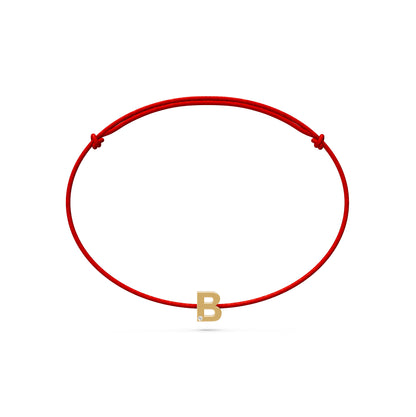 String Bracelet with Diamond in Yellow Gold "B" Letter