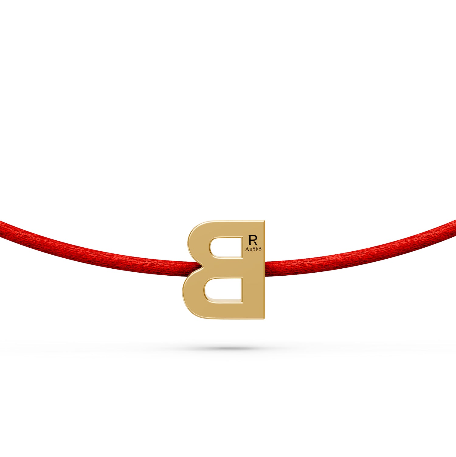 String Bracelet with Diamond in Yellow Gold "B" Letter