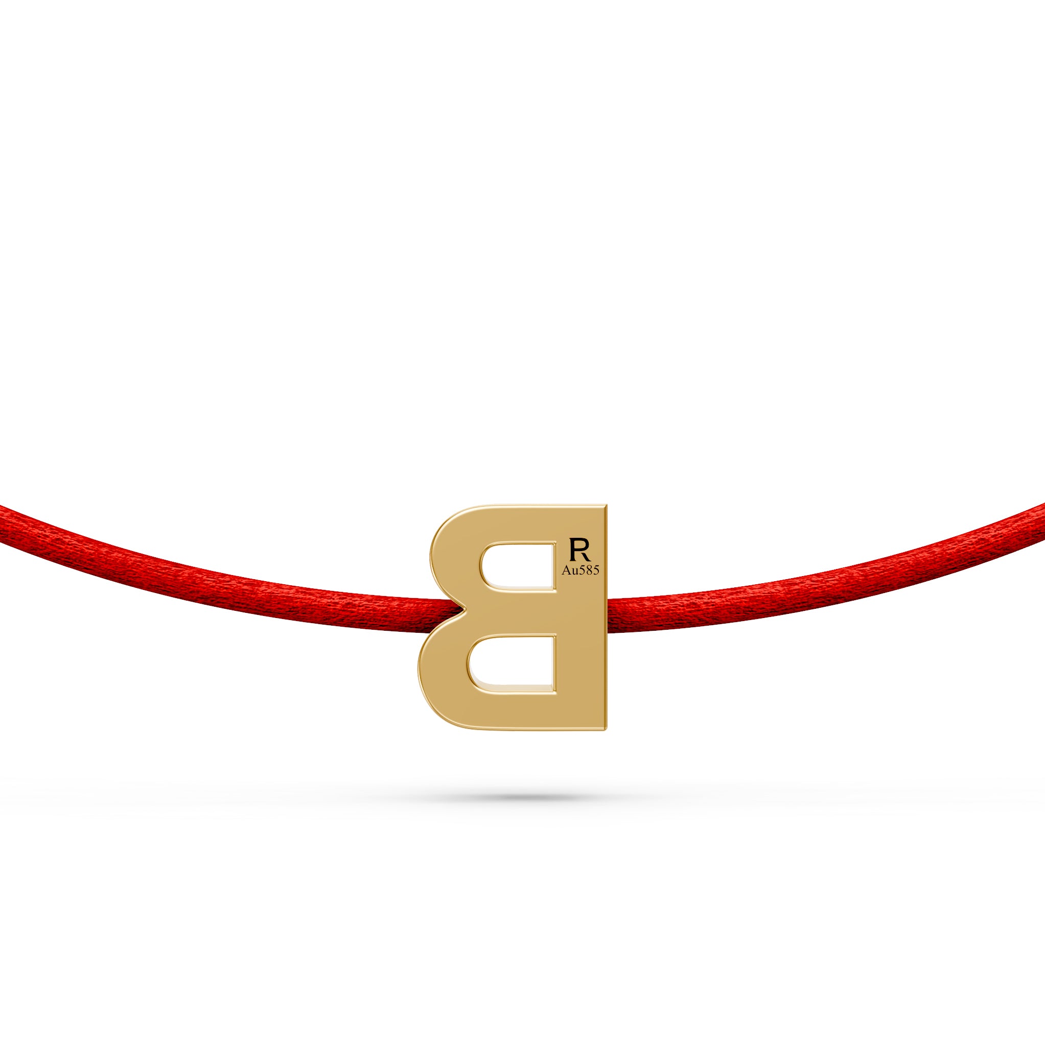 String Bracelet with Diamond in Yellow Gold "B" Letter