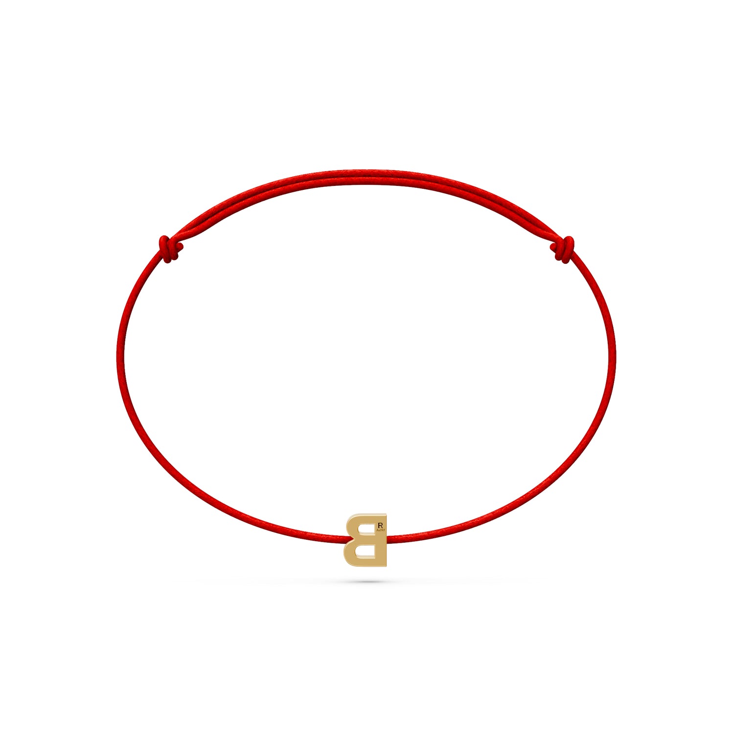 String Bracelet with Diamond in Yellow Gold "B" Letter