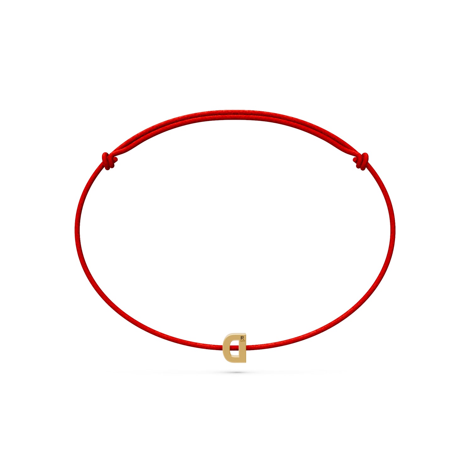 String Bracelet with Diamond in Yellow Gold "D" Letter