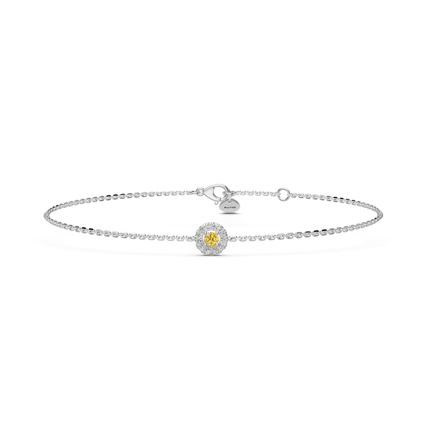 Yellow Sapphire Bracelet with Diamonds in White Gold
