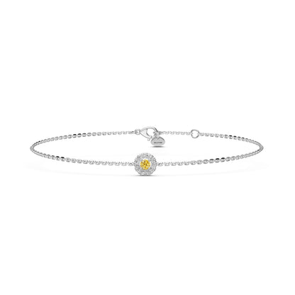 Yellow Sapphire Bracelet with Diamonds in White Gold