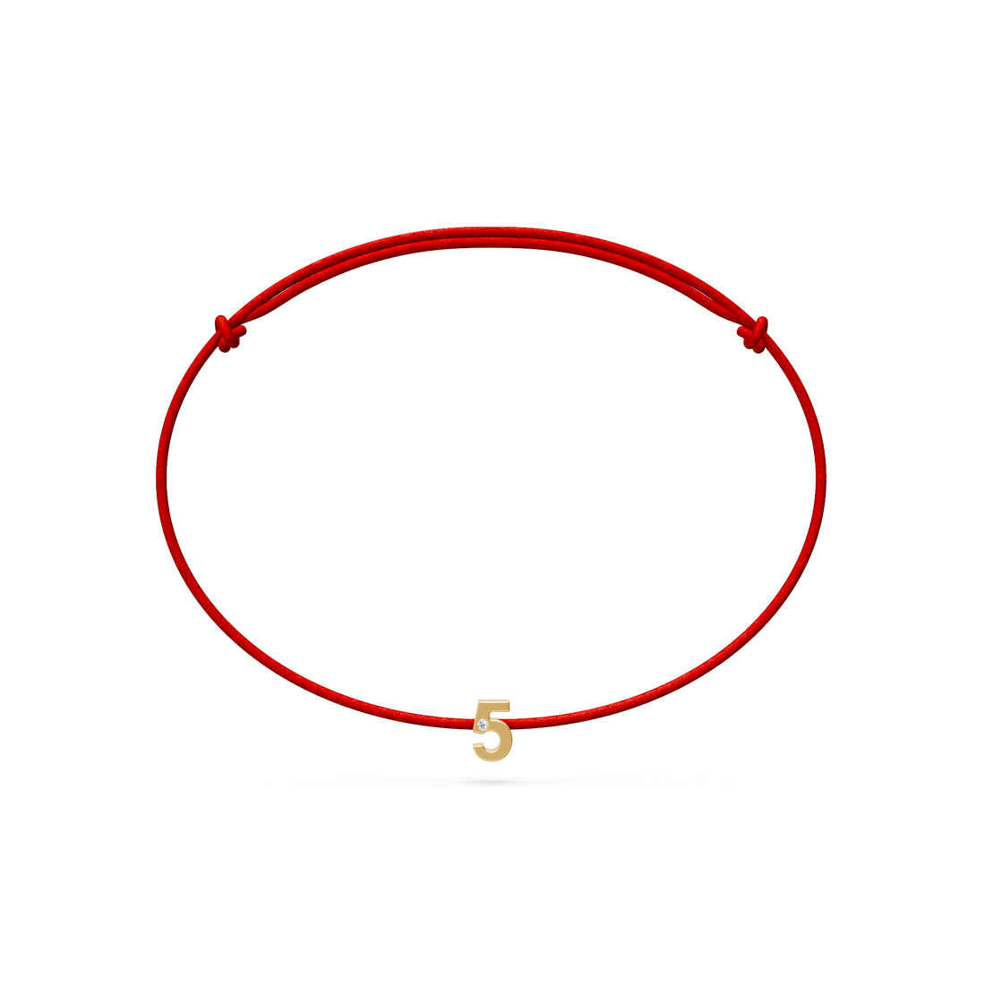 String Bracelet with Diamond in Yellow Gold Number "5"