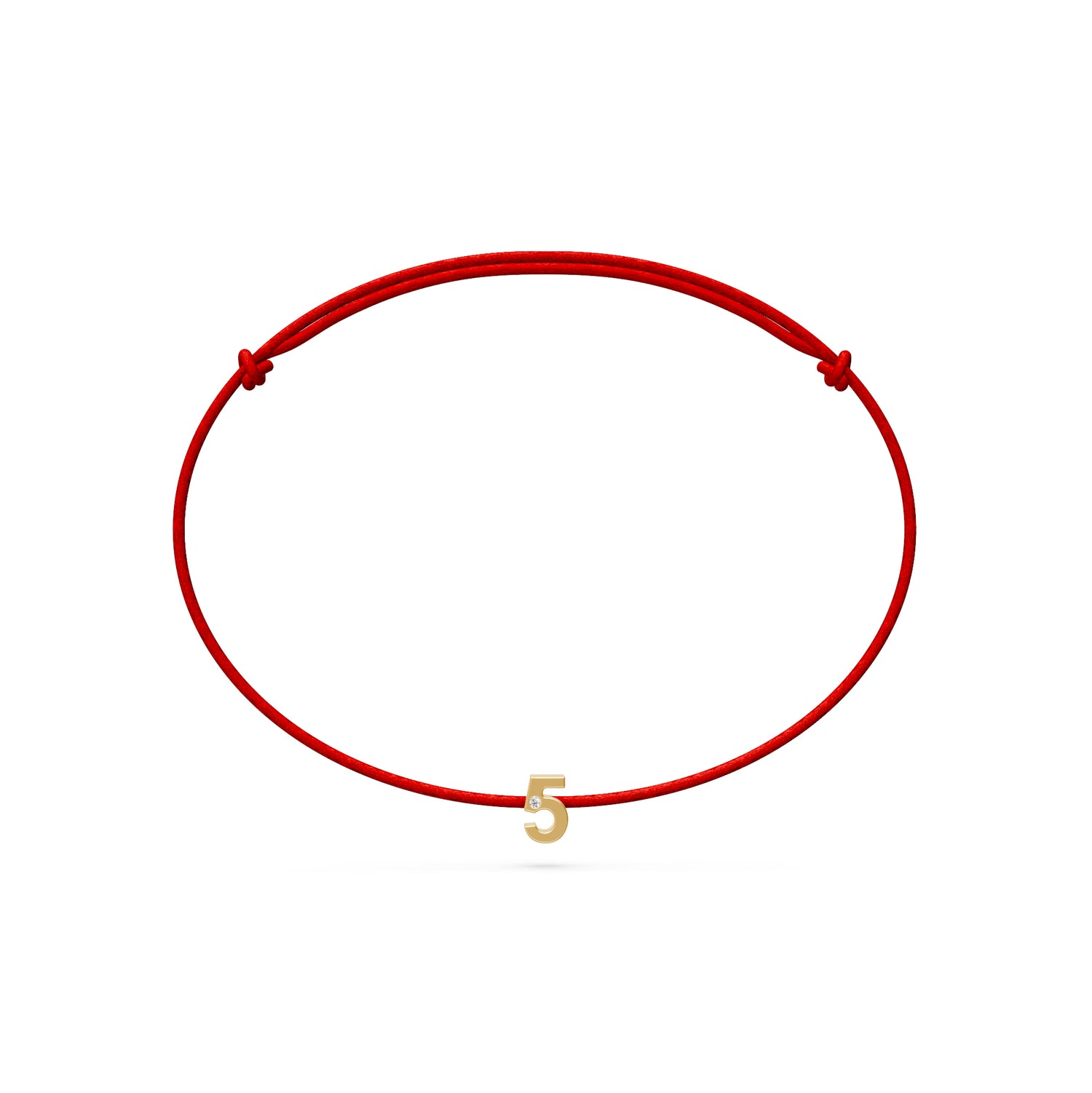 String Bracelet with Diamond in Yellow Gold Number "5"