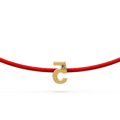 String Bracelet with Diamond in Yellow Gold Number "5"