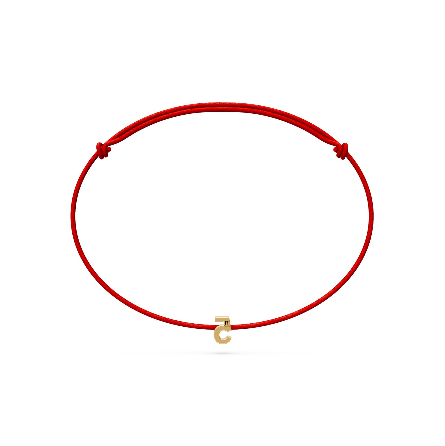 String Bracelet with Diamond in Yellow Gold Number "5"