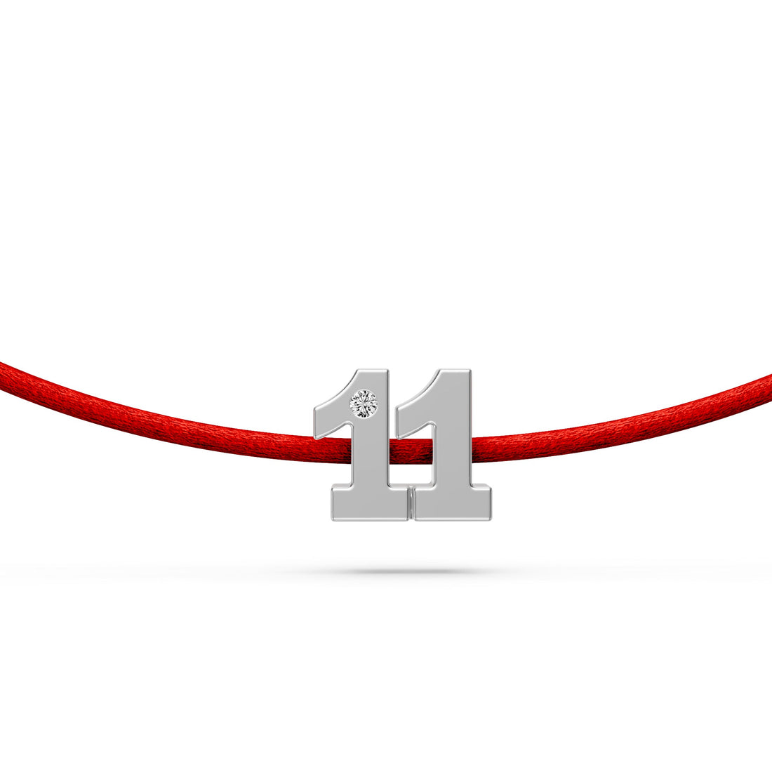 Siūlo apyrankė su baltu auksu ir deimantu "Skaičius 11"