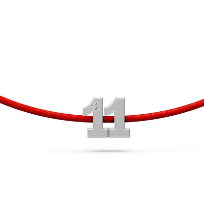Siūlo apyrankė su baltu auksu ir deimantu "Skaičius 11"