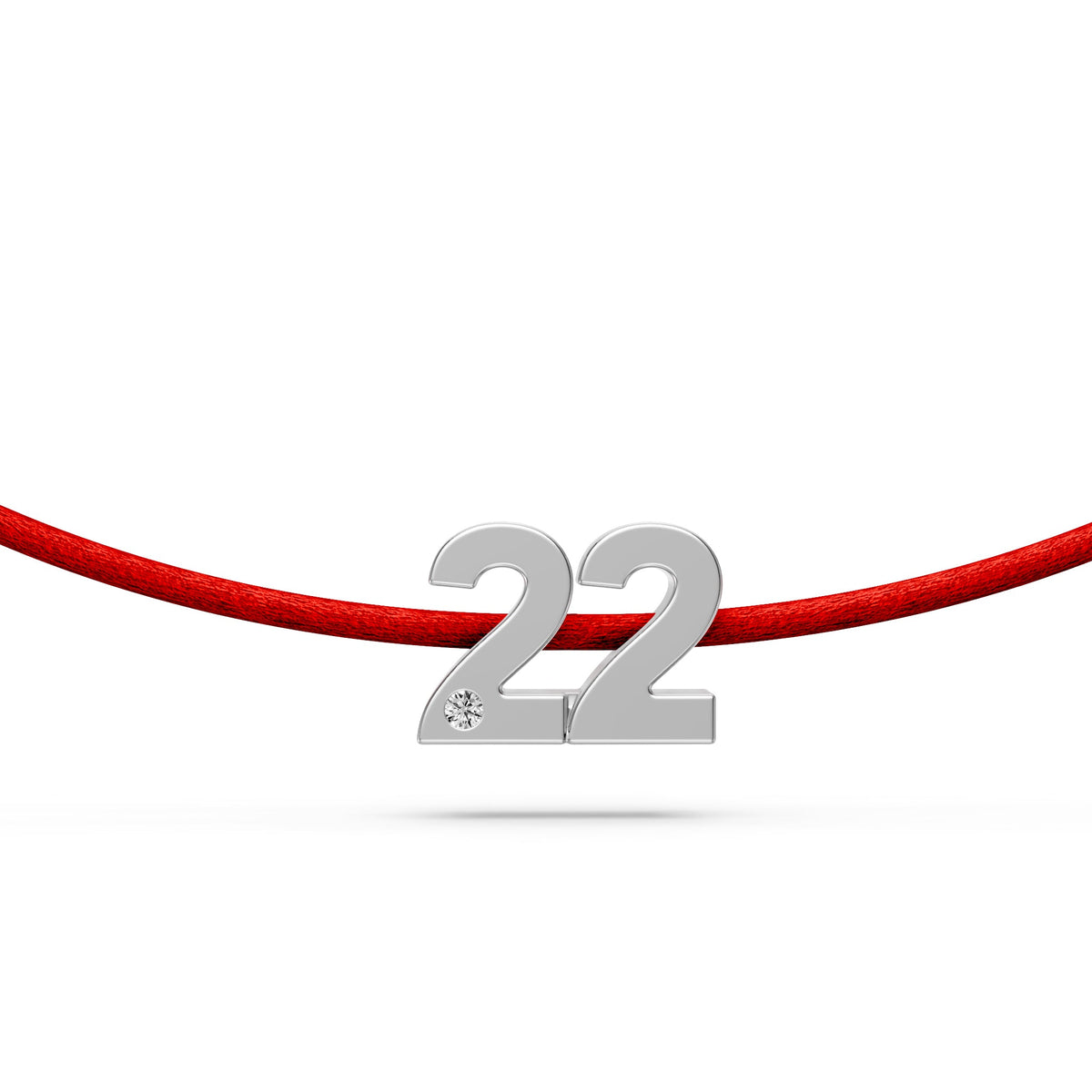 Siūlo apyrankė su baltu auksu ir deimantu "Skaičius 22"