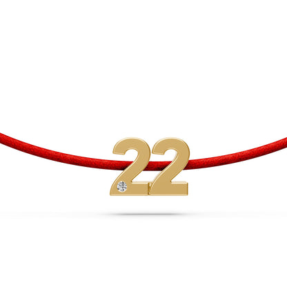 Siūlo apyrankė su geltonu auksu ir deimantu "Skaičius 22"