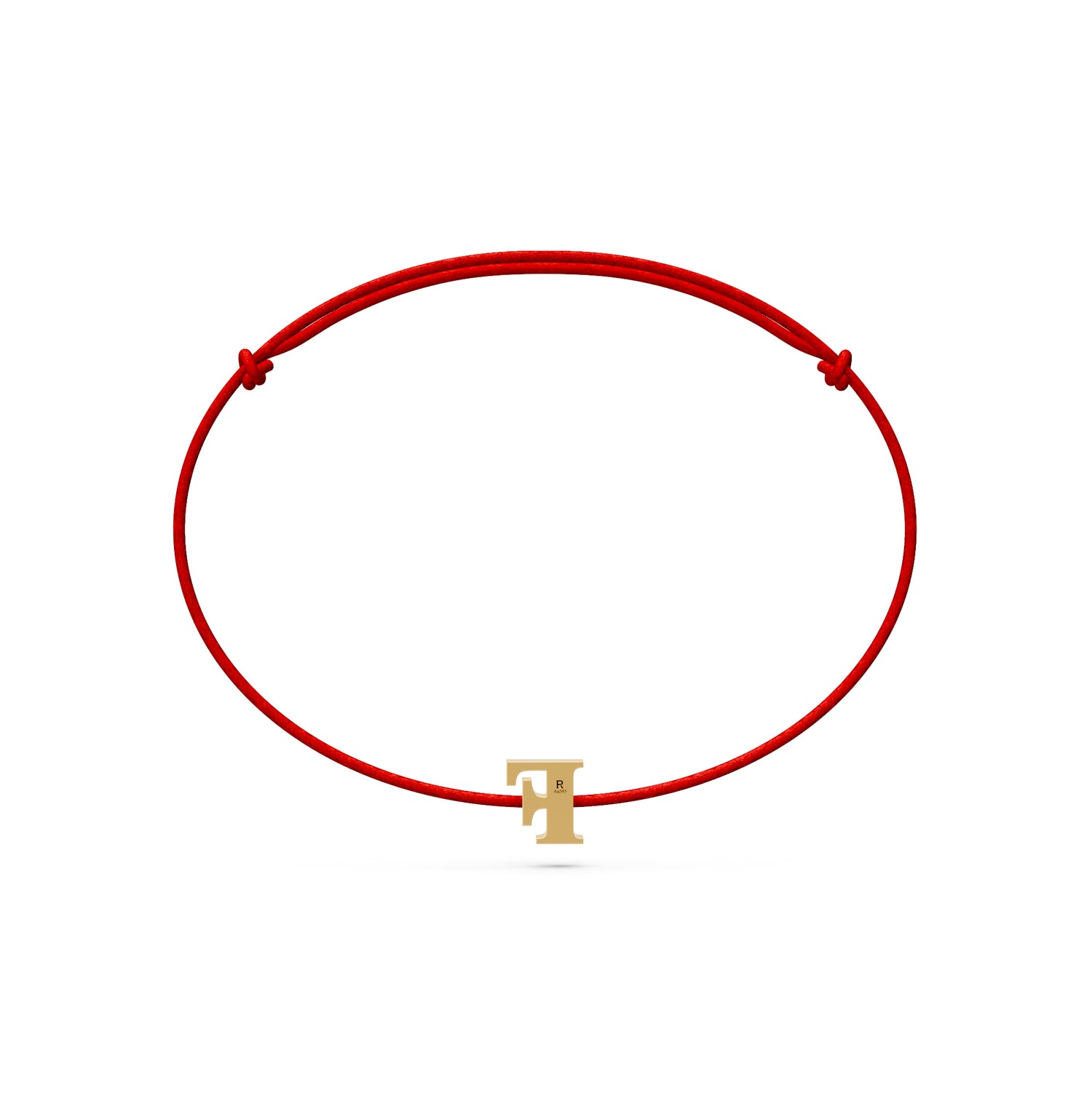 String Bracelet with Diamond in Yellow Gold "F" Letter