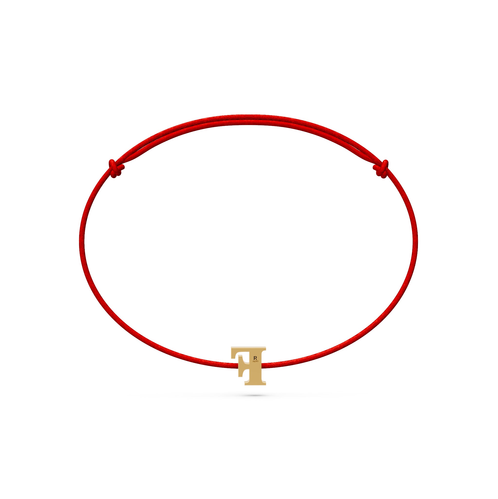 String Bracelet with Diamond in Yellow Gold "F" Letter