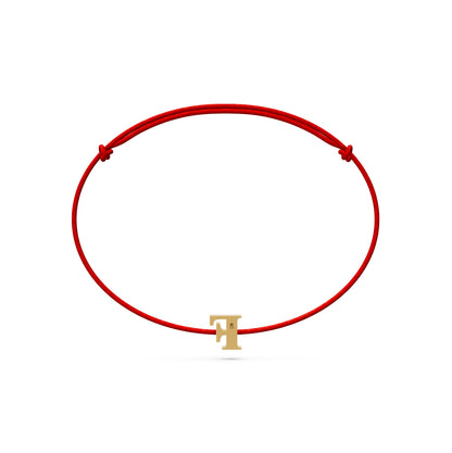 String Bracelet with Diamond in Yellow Gold "F" Letter