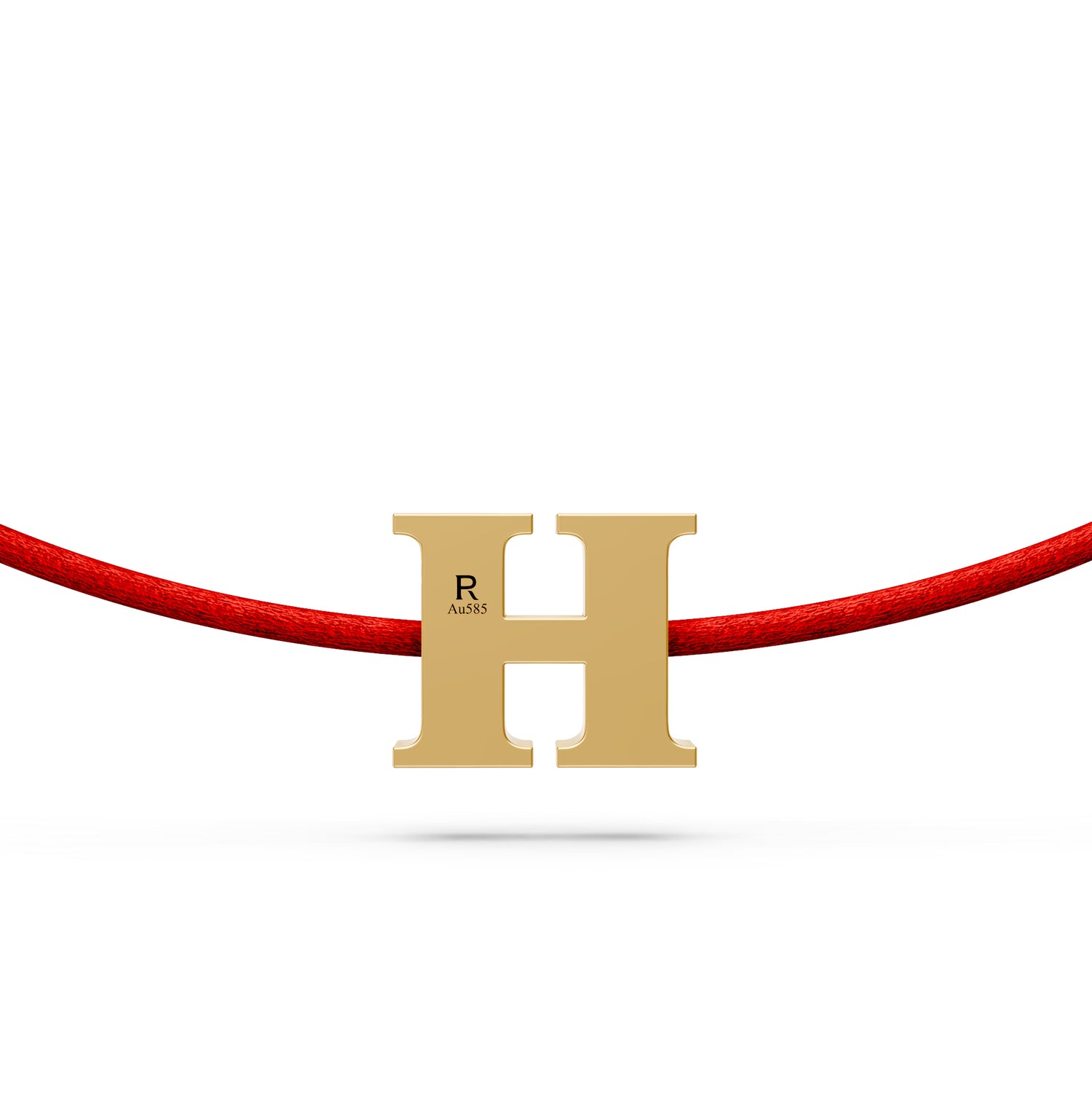 String Bracelet with Diamond in Yellow Gold H Letter