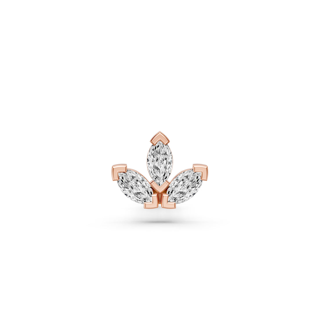 Trinity Marquise Diamond Piercing Stud in Rose Gold
