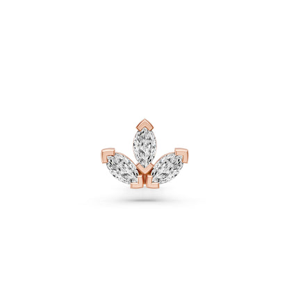 Trinity Marquise Diamond Piercing Stud in Rose Gold