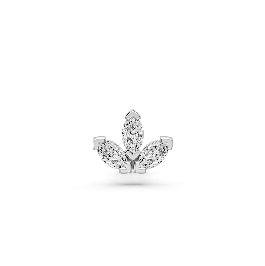 Trinity Marquise Diamond Piercing Stud in White Gold