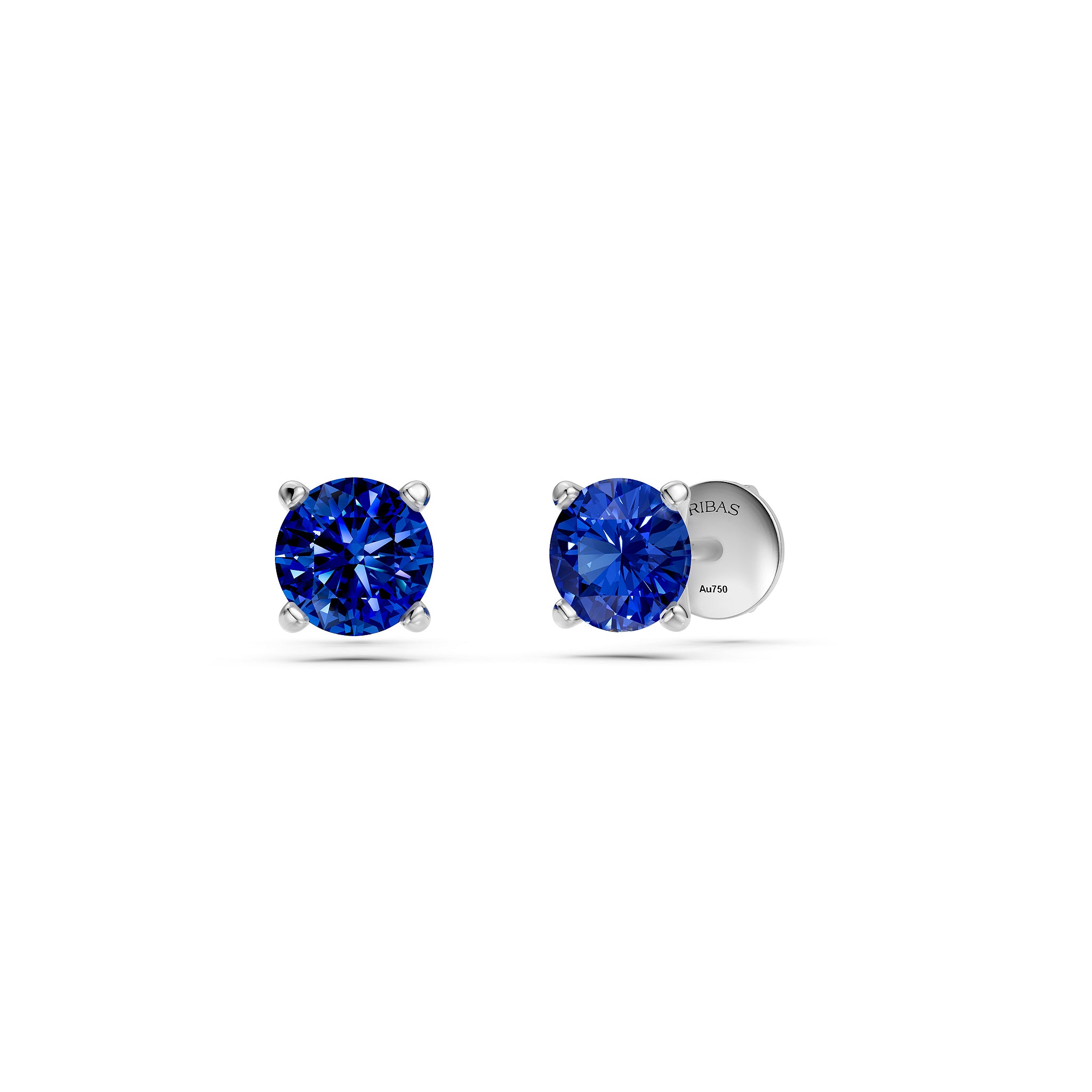 Blue Sapphire Earring in White Gold