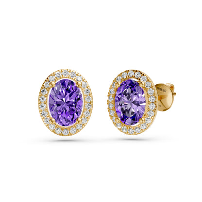 Diamond Earrings with Tanzanite in Yellow Gold