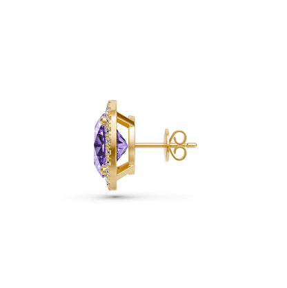Diamond Earrings with Tanzanite in Yellow Gold